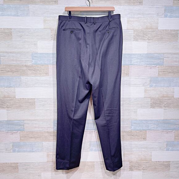 Michael Kors Wool Sharkskin 2 Pc Suit Black Mens 44L Jacket Flat Front Pants - Picture 12 of 14